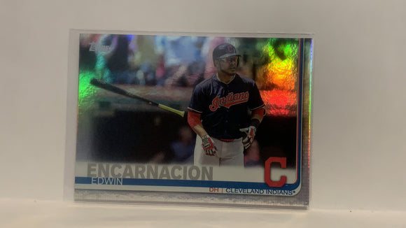 #42 Edwin Encarnacion Rainbow Foil Cleveland Indians 2019 Topps Series 1 Baseball Card