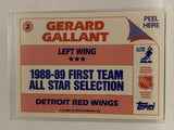 #2 Gerard Gallant Detroit Red Wings 1989-90 Topps Sticker Insert Hockey Card  NHL