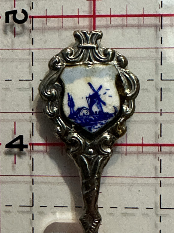 Blue White Windmill Holland Holland Souvenir Spoon