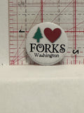 Trees Love Forks Washington Button Pinback