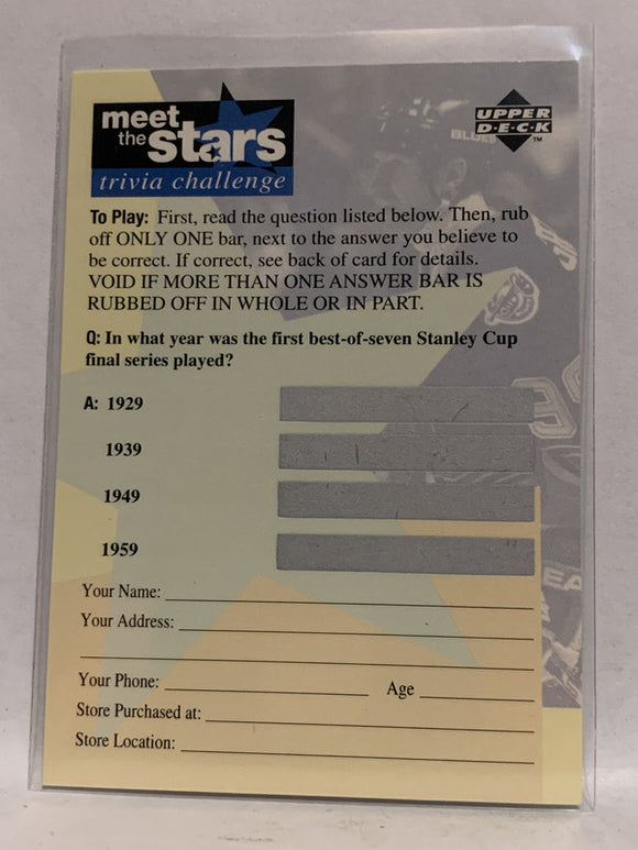 #66 meet the stars trivia challenge 1996-97 Upper Deck Hockey Card  NHL