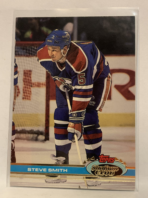 #230 Steve Smith Rookie Edmonton Oilers 1991-92 Topps Stadium Club Hockey Card  NHL