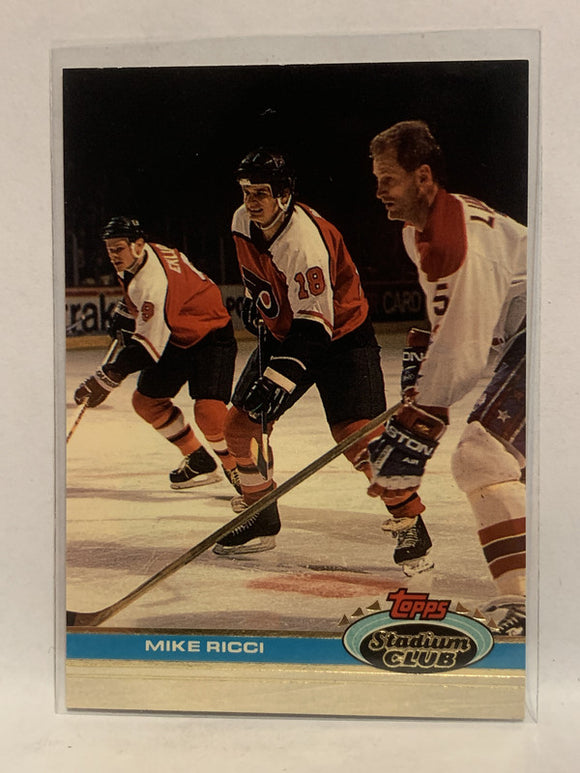 #386 Mike Ricci Rookie Philadelphia Flyers 1991-92 Topps Stadium Club Hockey Card  NHL