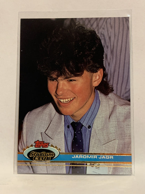 #343 Jaromir Jagr Rookie Pittsburgh Penguins 1991-92 Topps Stadium Club Hockey Card  NHL