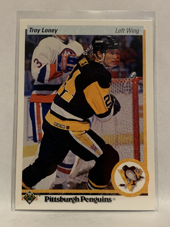 #367 Troy Loney Pittsburgh Penguins 1990-91 Upper Deck Hockey Card  NHL