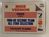 #12 Mike Vernon Calgary Flames 1989-90 Topps Sticker Insert Hockey Card  NHL