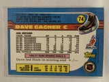 #74 Dave Gagner   Minnesota North Stars 1991-92 Topps Hockey Card  NHL