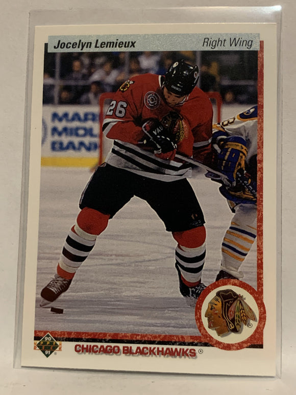 #544 Jocelyn Lemieux Chicago Blackhawks 1990-91 Upper Deck Hockey Card  NHL