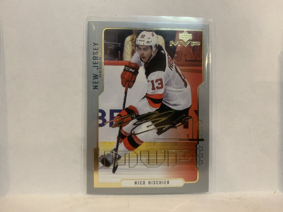 #46 Nico Hischier Gold Script MVP New Jersey Devils 2020-21 Upper Deck MVP Hockey Card ME