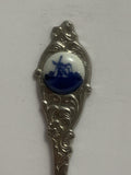 Blue White Windmill Souvenir Spoon