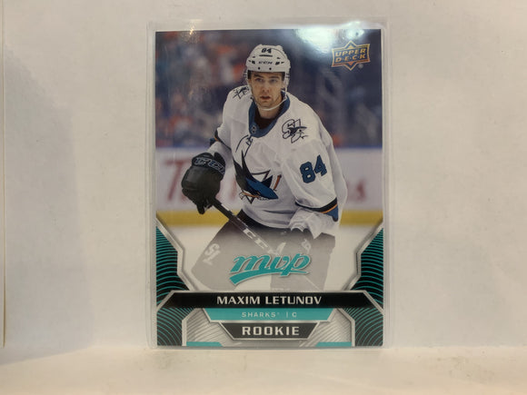 #245 Maxim Letunov Rookie San Jose Sharks 2020-21 Upper Deck MVP Hockey Card ME