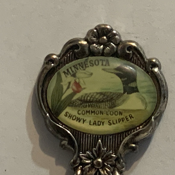 Minnesota Common Loon Showy Lady Slipper Collectable Souvenir Spoon AL