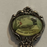 Minnesota Common Loon Showy Lady Slipper Collectable Souvenir Spoon AL