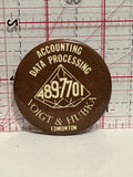 Voigt & Hubka Edmonton Accounting Data Processing Button Pinback