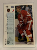 #115 Rick Zombo Detroit Red Wings 1990-91 Upper Deck Hockey Card NHL