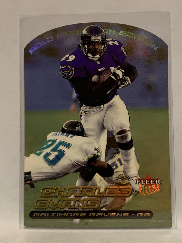 #197 Charles Evans Gold Medallion Baltimore Ravens 2000 Fleer Ultra Football Card NFL