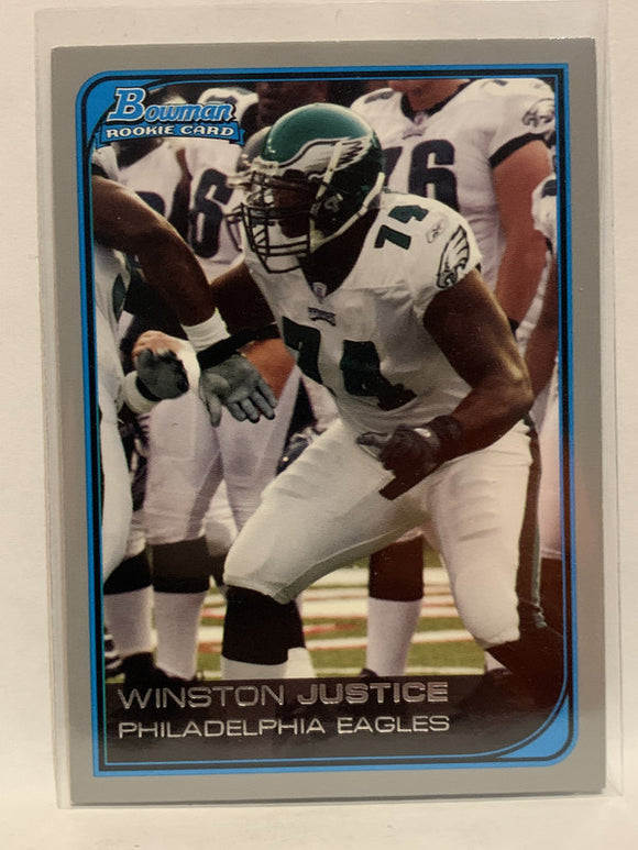 #179 Winston Justice Rookie Philadelphia Eagles 2006 Bowman Football Card NFL