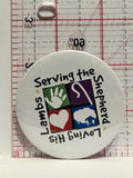 Serving The Shepard Loving his Lambs Button Pinback