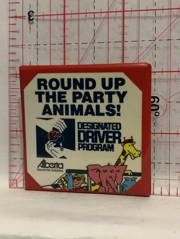 Designated Driver Program Alberta Party Animals Button Pinback