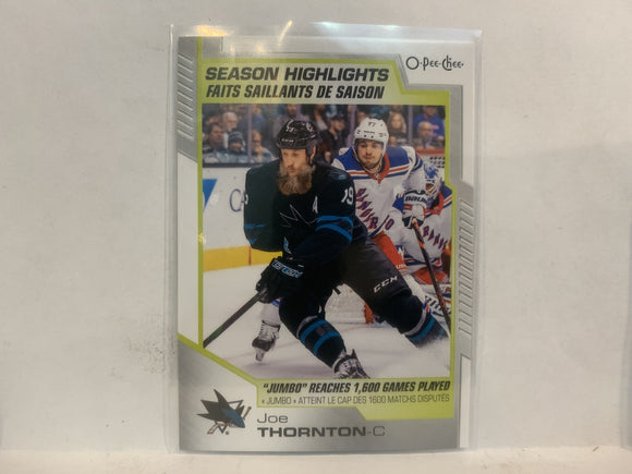 #592 Joe Thornton Season Highlights San Jose Sharks 2020-21 O-PEE-CHEE Hockey Card MO