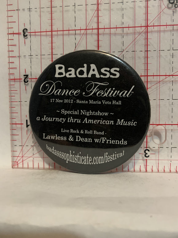 BadA** Dance Festival 2012 Santa Maria Vets Hall Button Pinback