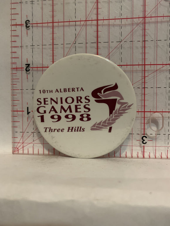 10th Alberta Seniors Games 1998 Three Hills Alberta Button Pinback
