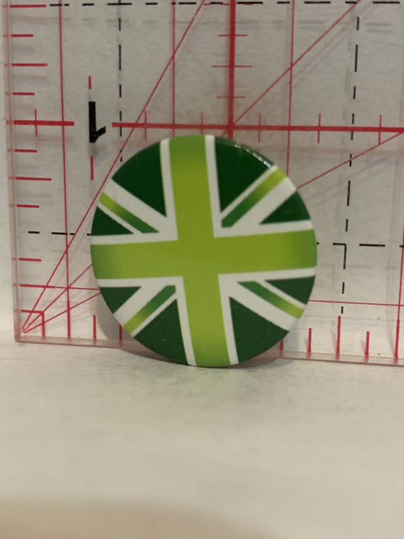 Green Great Britain Flag Button Pinback