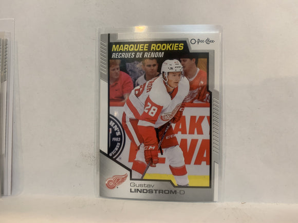 #513 Gustav Lindstrom Marquee Rookie Detroit Red Wings 2020-21 O-PEE-CHEE Hockey Card MP
