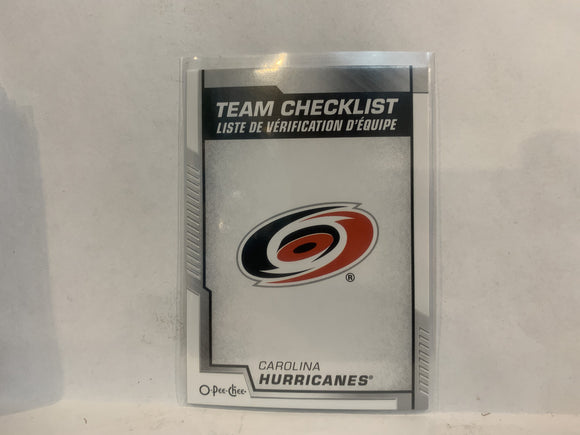#556 Team Checklist Carolina Hurricanes 2020-21 O-PEE-CHEE Hockey Card MQ