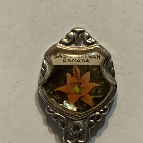 Saskatchewan Prairie Lily Flower Canada Collectable Souvenir Spoon AS