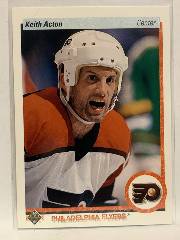 #445 Keith Acton Philadelphia Flyers 1990-91 Upper Deck Hockey Card NHL