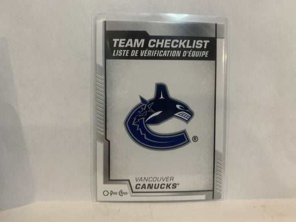 #578 Team Checklist Vancouver Canucks 2020-21 O-PEE-CHEE Hockey Card MR