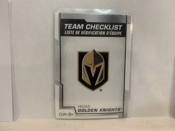 #579 Team Checklist Vegas Golden Knights 2020-21 O-PEE-CHEE Hockey Card MS