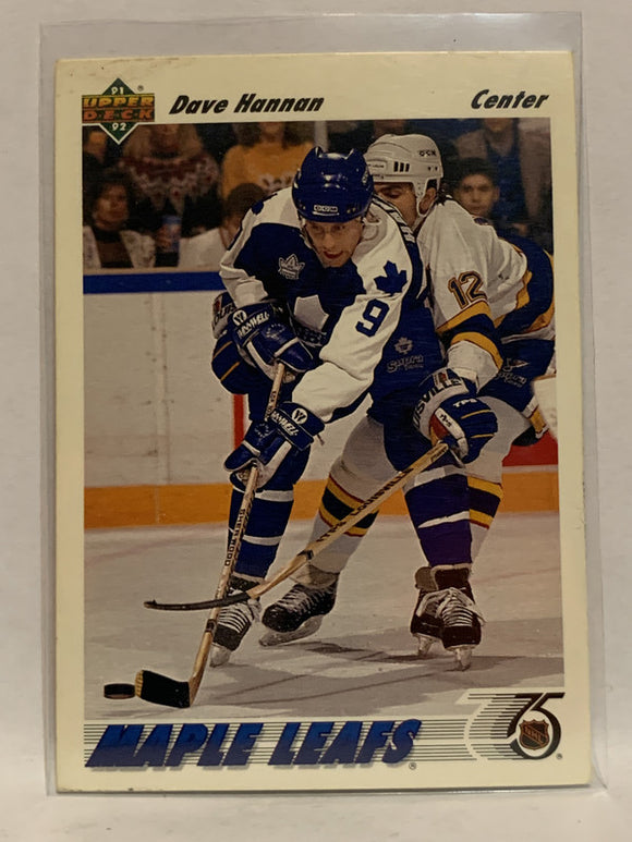 #312 Dave Hannan Toronto Maple Leafs 1991-92 Upper Deck Hockey Card NHL