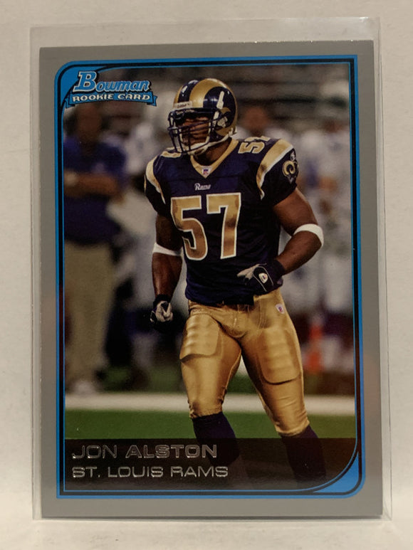 #185 Jon Alston Rookie St Louis Rams 2006 Bowman Football Card NFL