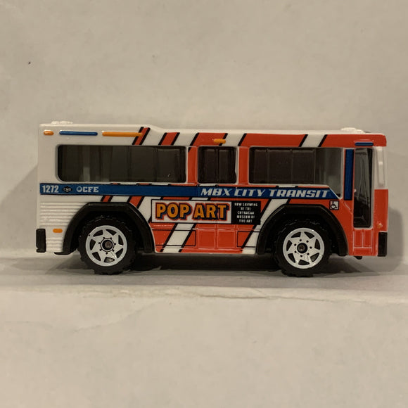 White Pop Art MBX City Transit Bus ©2004 Matchbox Diecast Car FL