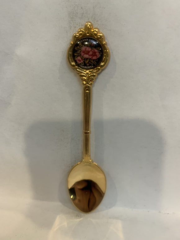 Sylvan Lake Alberta Wild Rose Souvenir Spoon