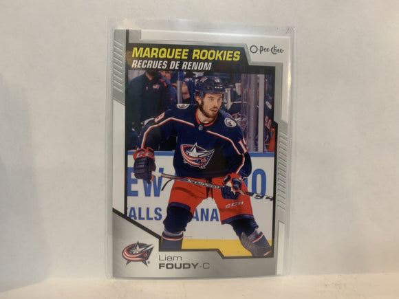 #504 Liam Foudy Marquee Rookie Columbus Blue Jackets 2020-21 O-PEE-CHEE Hockey Card MV