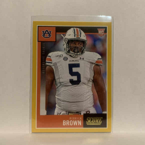 #341 Derrick Brown Rookie Auburn University  2020 Score Football Card LB