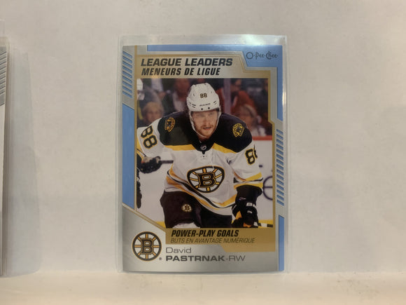 #585 David Pastrnak League Leaders Boston Bruins 2020-21 O-PEE-CHEE Hockey Card MW
