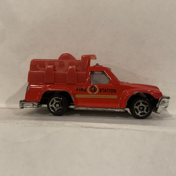 Red Fire Station Truck Unbranded Diecast Car FN