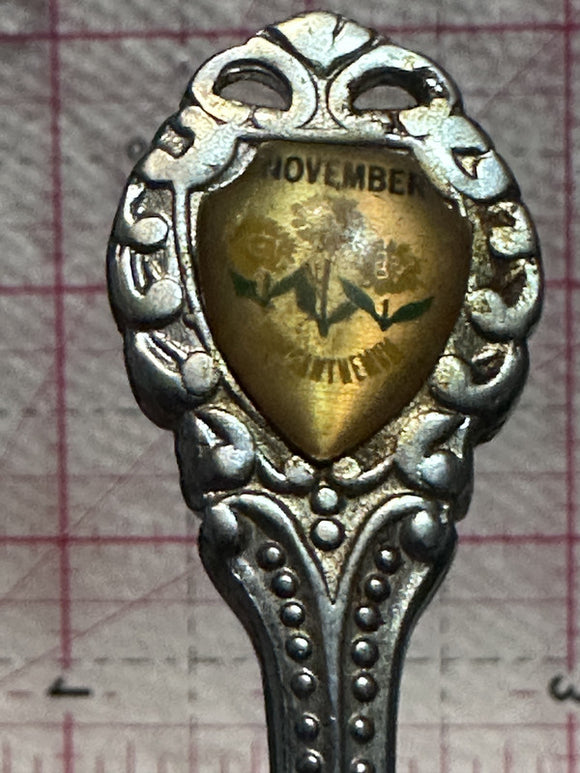 November Blackfalds Alberta Chrysanthemum Flower  Souvenir Spoon