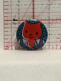 Red Cat Bat Cartoon Button Pinback
