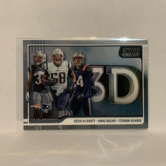 #3D-SJD Mccourty Collins Gilmore New England Patriots 2020 Score Football Card LD