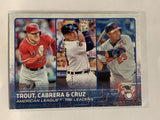 # 98 Trout Cabrera Cruz  RBI Leaders 2015 Topps Series One Baseball Card