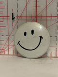 White Smiling Face Button Pinback