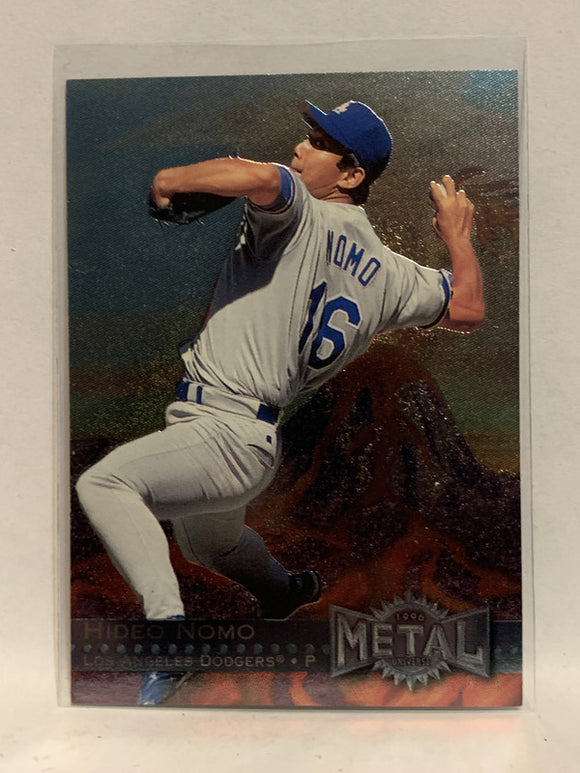 # 186 Hideo Nomo Los Angeles Dodgers 1996 Metal Baseball Card
