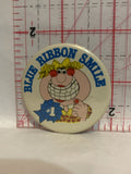 Blue Ribbon Smile Cartoon Button Pinback