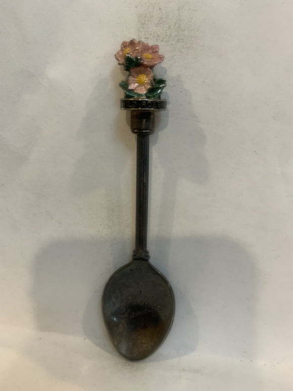 Banff Canada Alberta Wild Rose Souvenir Spoon