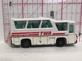 White TWA Trans World Airlines Minibus 1-67 #262 Majorette Diecast Car